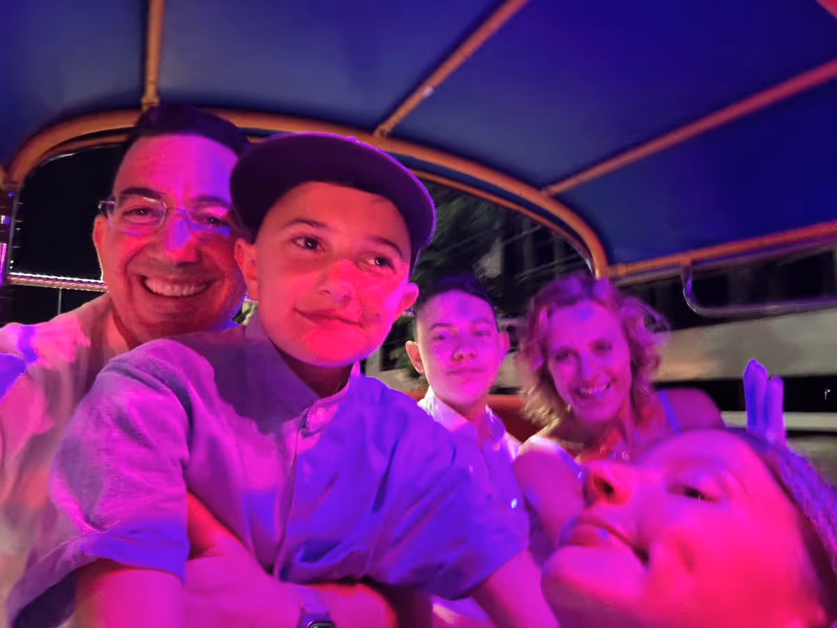 Family in a tuk tuk in Chiang Mai